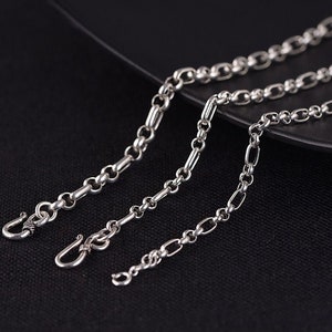 Cadena Rolo de plata de ley de 4 mm/5 mm, longitud de 20-30 pulgadas, cadena Rolo vintage, cadena Rolo gruesa, collar de cadena Rolo