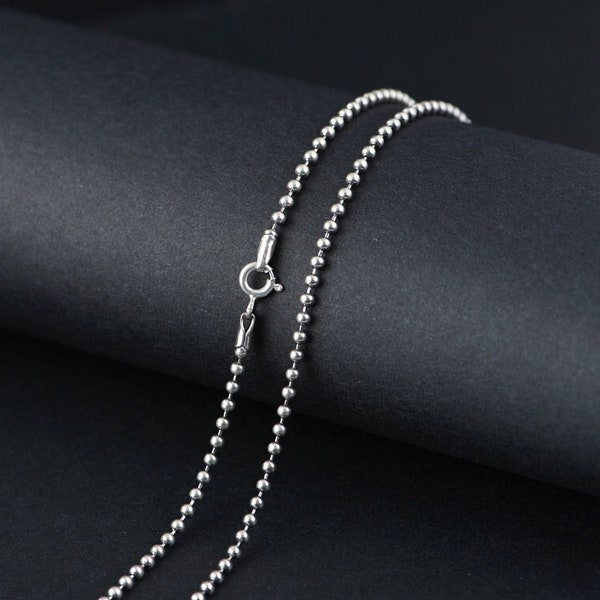 Sterling Silver Ball Chain 2mm,  Length 16-32inch, Round Bead Chain, Ball Chain Necklace