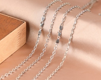Sterling Silver Cable Chain 3mm, Length 24inch-28inch, Cable Chain Necklace, Jewelry Chain, Thin Chain, Oval Link Chain