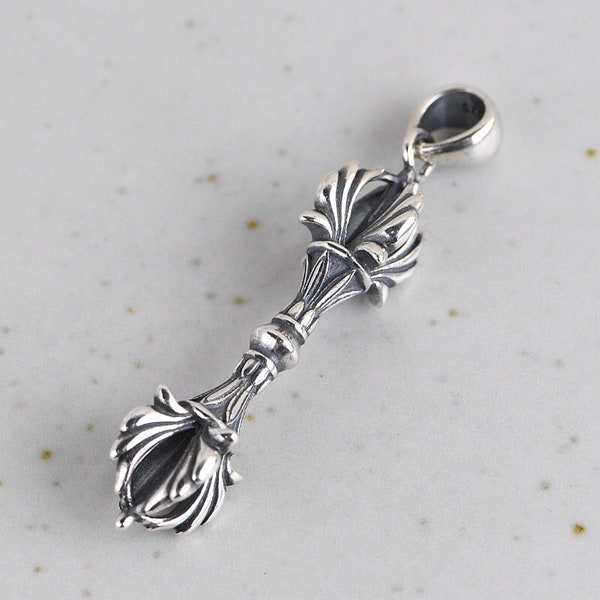 Sterling Silver Vajra Pendant, Silver Dorje Pendant, Tibetan Pendant, Buddhist Pendant, Tibetan Vajra, Meditation Pendant, Dagger Pendant