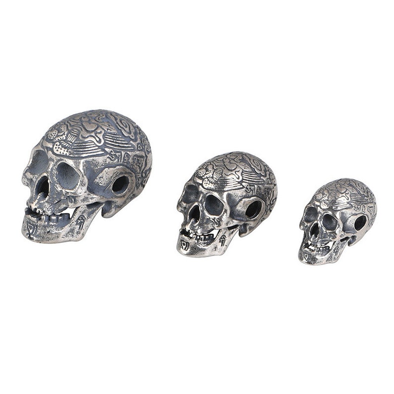 Sterling Silver Skull Beads, Skull Bracelet Charm, Skull Pendant Charm, Skull Jewelry, Day Of The Dead, Halloween Beads, Skull Head Beads image 7