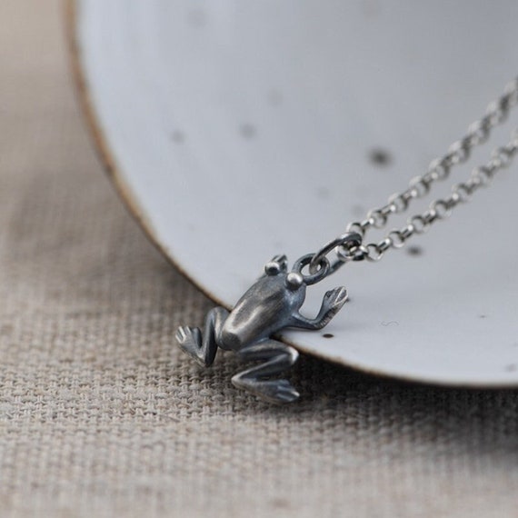 Toad Frog Charm Sterling Silver Antiqued Finish Toad Frog Charm Sterling Silver Antiqued Finish