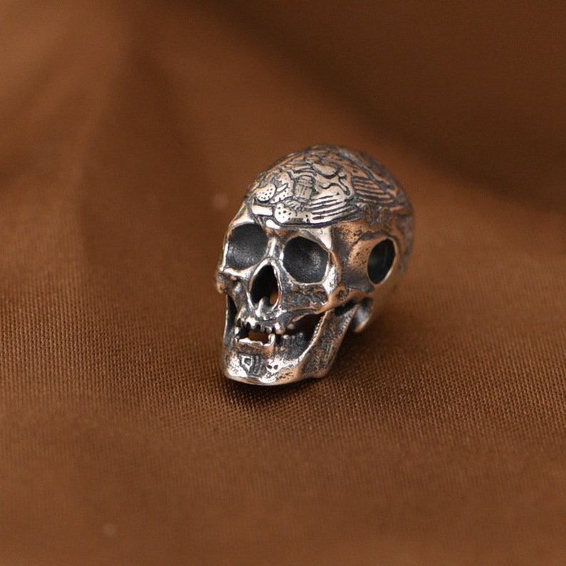 Sterling Silver Skull Beads, Skull Bracelet Charm, Skull Pendant Charm, Skull Jewelry, Day Of The Dead, Halloween Beads, Skull Head Beads image 5