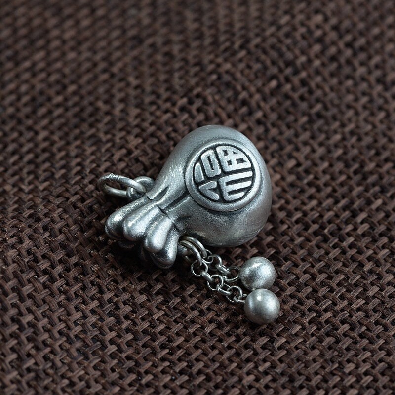 990 Sterling Silver Lucky Bag Necklace Pendant, Money Charms, Good Fortune Charm, Charm