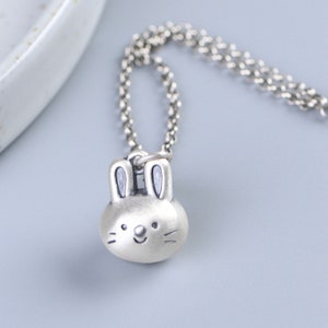 990 Sterling Silver White Rabbit Necklace Pendant, Silver Rabbit Zodiac Charm, Silver Animal Jewelry image 5