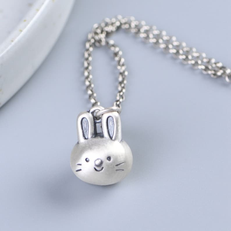 990 Sterling Silver White Rabbit Necklace Pendant, Silver Rabbit Zodiac Charm, Silver Animal Jewelry image 5