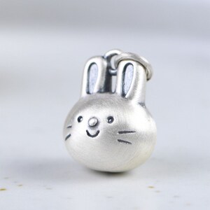990 Sterling Silver White Rabbit Necklace Pendant, Silver Rabbit Zodiac Charm, Silver Animal Jewelry image 2