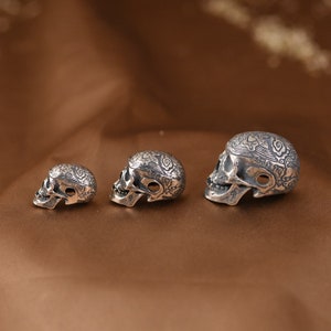 Sterling Silver Skull Beads, Skull Bracelet Charm, Skull Pendant Charm, Skull Jewelry, Day Of The Dead, Halloween Beads, Skull Head Beads image 2