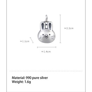 990 Sterling Silver White Rabbit Necklace Pendant, Silver Rabbit Zodiac Charm, Silver Animal Jewelry image 8