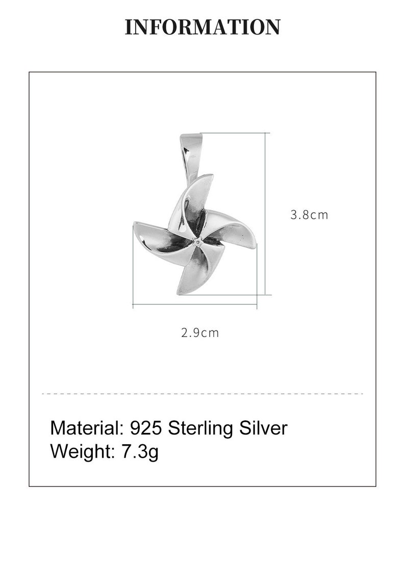 K&ouml;nnte beinhalten: Ein silberner Windm&uuml;hlen-Anh&auml;nger, 2,9 cm breit und 3,8 cm hoch.  Material: 925er Sterlingsilber. Gewicht: 7,3 Gramm.