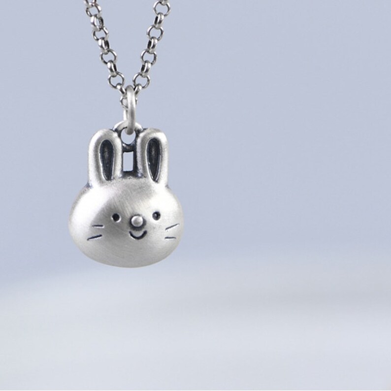 990 Sterling Silver White Rabbit Necklace Pendant, Silver Rabbit Zodiac Charm, Silver Animal Jewelry image 6