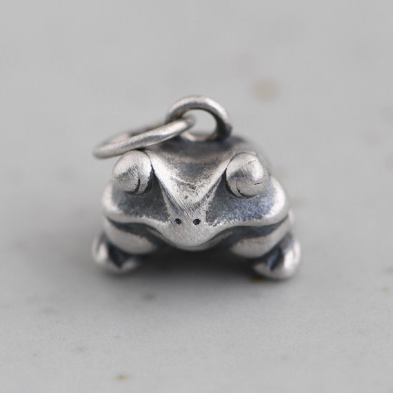Sterling Silver 3D Frog Necklace Pendant, Cute Frog Charm, Frog Animal Charm