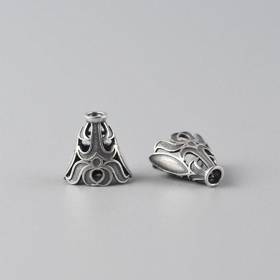 Sterling Silver Bead Caps, Pagoda Tassel Bead Caps, Cones For Beads, Bell Shaped Bead Caps, Hill Tribe Cone Bead Cap