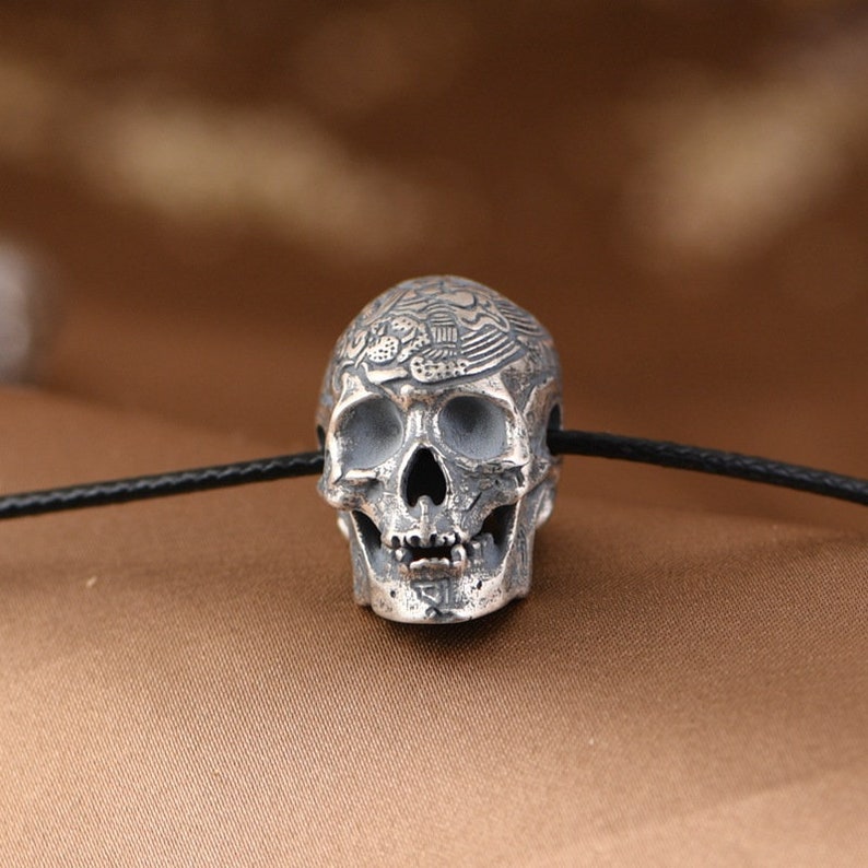 Sterling Silver Skull Beads, Skull Bracelet Charm, Skull Pendant Charm, Skull Jewelry, Day Of The Dead, Halloween Beads, Skull Head Beads image 4