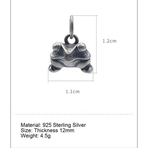 Sterling Silver 3D Frog Necklace Pendant, Cute Frog Charm, Frog Animal Charm image 7