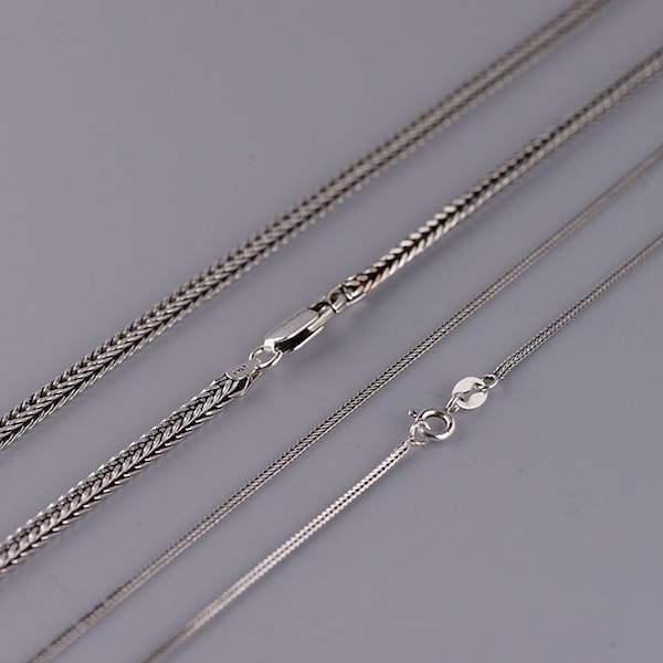 Sterling Silver Foxtail Chain 1mm 2.5mm, Length 40cm-80cm, Pendant Chain, Woven Chain, Handmade Chain