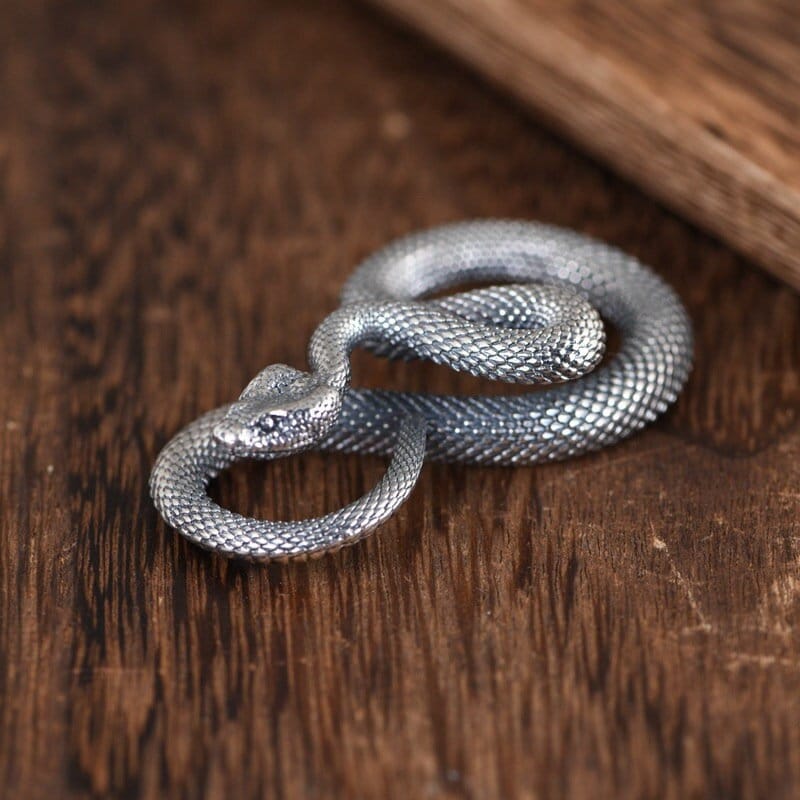 Sterling Silver Black Mamba Snake Necklace Pendant, Silver Snake Pendant Charm, Snake Jewelry, Serpent Pendant, Animal Pendant, Snake Gift