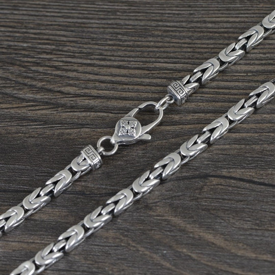 Sterling Silver Byzantine Chain 5mm, Length 55cm-65cm, Byzantine Chain ...