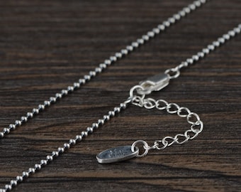 Sterling Silver Ball Chain 1.5mm, Length 16-24inch, Ball Chain Necklace, Silver Bead Chain, Bead Chain Necklace