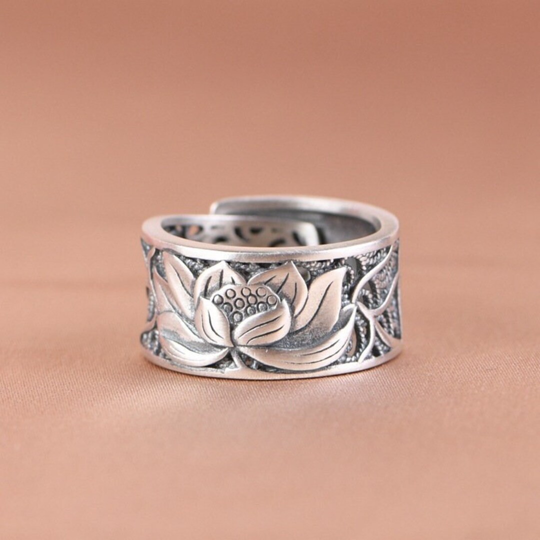 990 Sterling Silver Lotus Ring Silver Lotus Jewelry Silver Etsy