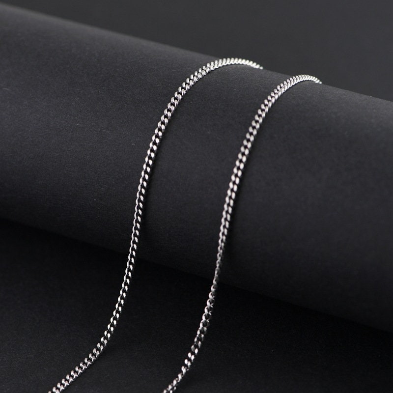 2.5MM Sterling Silver Twist Chain,Silver Necklace Flat Curb Chain,Sweater Chain,Silver Vintage Chain