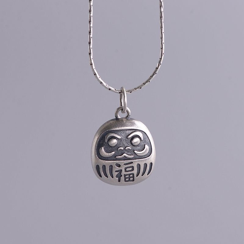 Sterling Silver Daruma Pendant Charm, Daruma Doll Bracelet