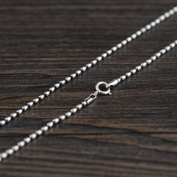 Sterling Silver Rice Bead Chain 1.2mm, Length 40cm-80cm,Oval Bead Chain, Vintage Chain Necklace