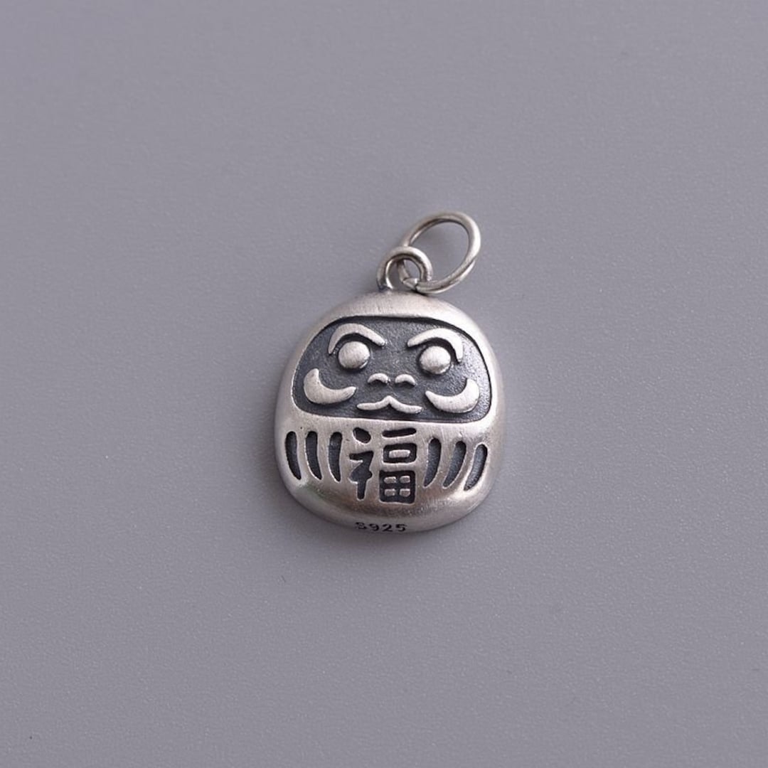 Sterling Silver Daruma Pendant Charm, Daruma Doll Bracelet