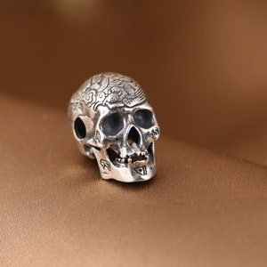 Sterling Silver Skull Beads, Skull Bracelet Charm, Skull Pendant Charm, Skull Jewelry, Day Of The Dead, Halloween Beads, Skull Head Beads image 3