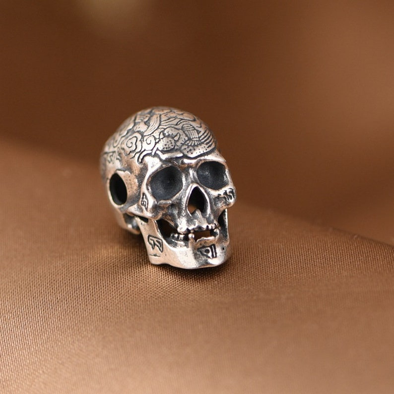 Sterling Silver Skull Beads, Skull Bracelet Charm, Skull Pendant Charm, Skull Jewelry, Day Of The Dead, Halloween Beads, Skull Head Beads image 3