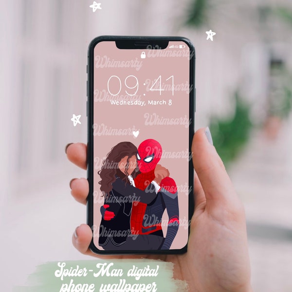 Peter and MJ Spider-Man Marvel Phone Wallpaper for Samsung, iPhone, Background, Tom Holland, Zendaya, Peter Parker