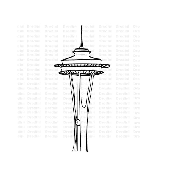 Seattle Space Needle SVG, Instant Download, Seattle Clipart, PNG,  dxf, digital download