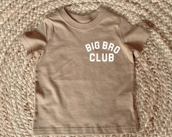 Chemise club Big Brother, Big Brother, T-shirt Big Brother, Big Bro, Chemise brune, Annonce de grossesse, Annonce de bébé, révélation de grossesse