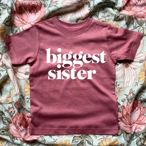 Camicia della sorella più grande, Sorella più grande, T-shirt della sorella più grande, T-shirt color malva della Sorella Maggiore, Annuncio di gravidanza, Annuncio di bambino, Sorella Maggiore