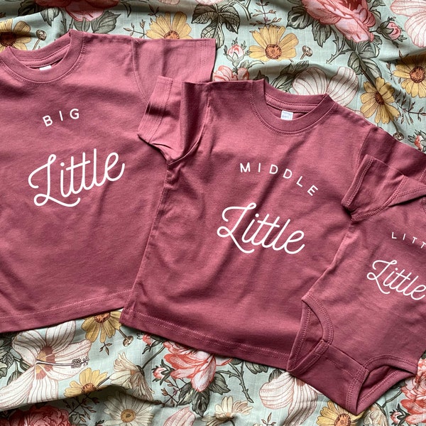 Big Little, Middle Little, Little Little, Shirt, Kids set, Sibling Shirts, Sibling Set, Matching Tees, Sibling Pregnancy Announcement