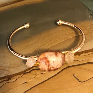 Garden Quartz Lodolite and Herkimer Diamond Gold Cuff, Healers cuff, mystical, classy, natural
