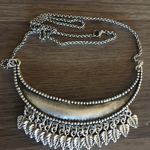 Oxidized Silver color Leaf Collar, Forest jewelry, nature jewelry, 18&quot; silver collar, steampunk, elf, ethnic, tribal