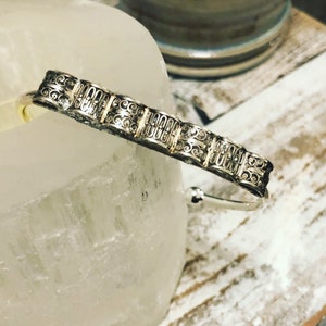 Vintage boho Silver brooch on silver cuff, upcycled jewelry