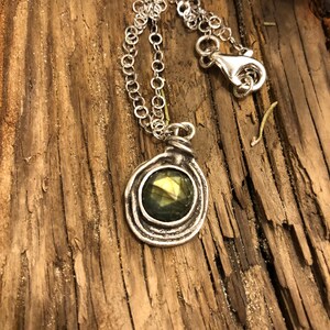 Silver metal labradorite pendant, faceted labradorite, 925 silver chain, metaphysical, 18” chain