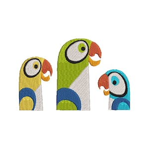 Tiki Room Parrots Machine Embroidery Design