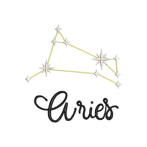 Aries Astrological Constellation Machine Embroidery Design. Multiple Sizes