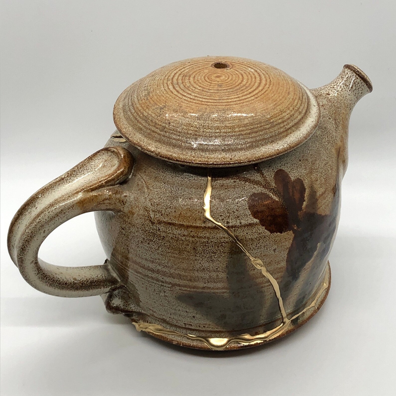 Brown Handmade Kintsugi Teapot Studio Pottery Handmade Etsy