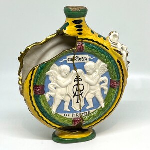 Kintsukuroi Repaired Ceramic Hand Painted Flask - Florence Italy - Certosa Di Firenze - Golden Repair - Wabi Sabi - Kintsugi - Zero Waste