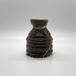 Experimental Kintsugi Mini Vase | Handmade Forest Green | Brown Pot | Ceramic Gold | Kintsugi | Wabi Sabi | Kintsukuroi | Zero Waste | Zen