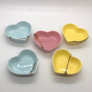 Kintsugi Heart Pastel Ceramic Broken Heart Trinket/Ring Holder | Heart Shaped Kintsukuroi Dish | Jewelry Pot | Ring Holder | Zen | Wabi Sabi