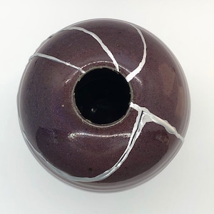 Kintsugi Clay Reed Diffuser | Purple Blue Ombre Glaze | Silver Kintsukuroi Repair | Original Home Decor | Zero Waste | Zen | Wabi Sabi