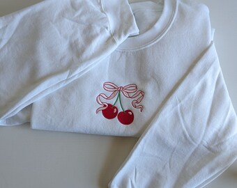 Embroidered Coquette Sweatshirt, Cherry Bow sweatshirt