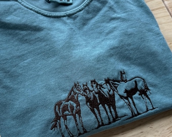 Embroidered Western Horses Comfort Colors® Cotton T-Shirt