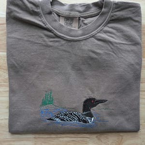 Embroidered Common Loon Comfort Colors® Cotton T-Shirt