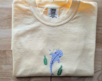 Comfort Colors® Embroidered Whale Shark Heavyweight Cotton T-Shirt